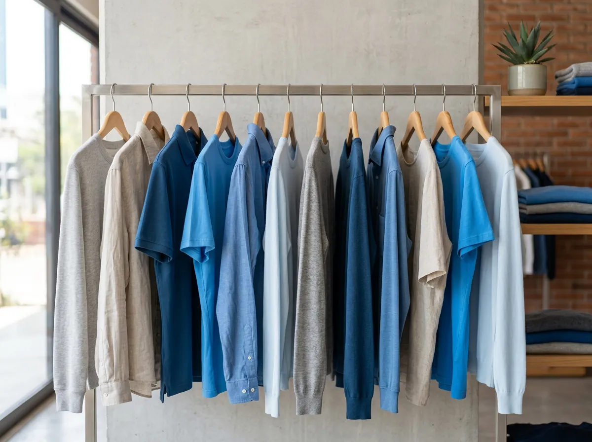 Ropa básica doblada en estante